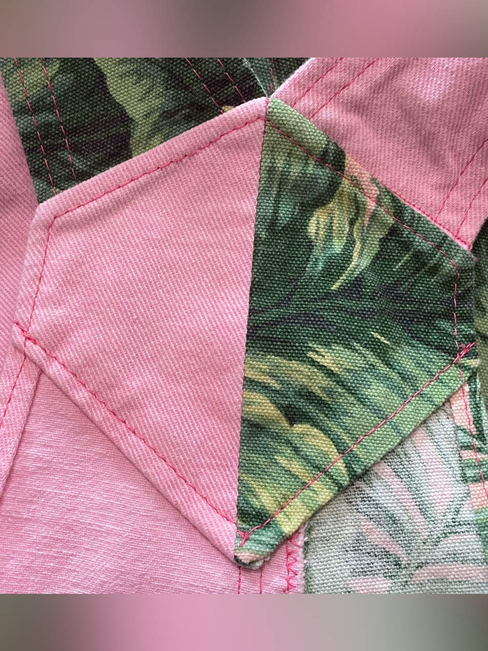 Homemade tropical, print and pink women’s overalls. 100% cotton made by me. - Picture 7 of 13